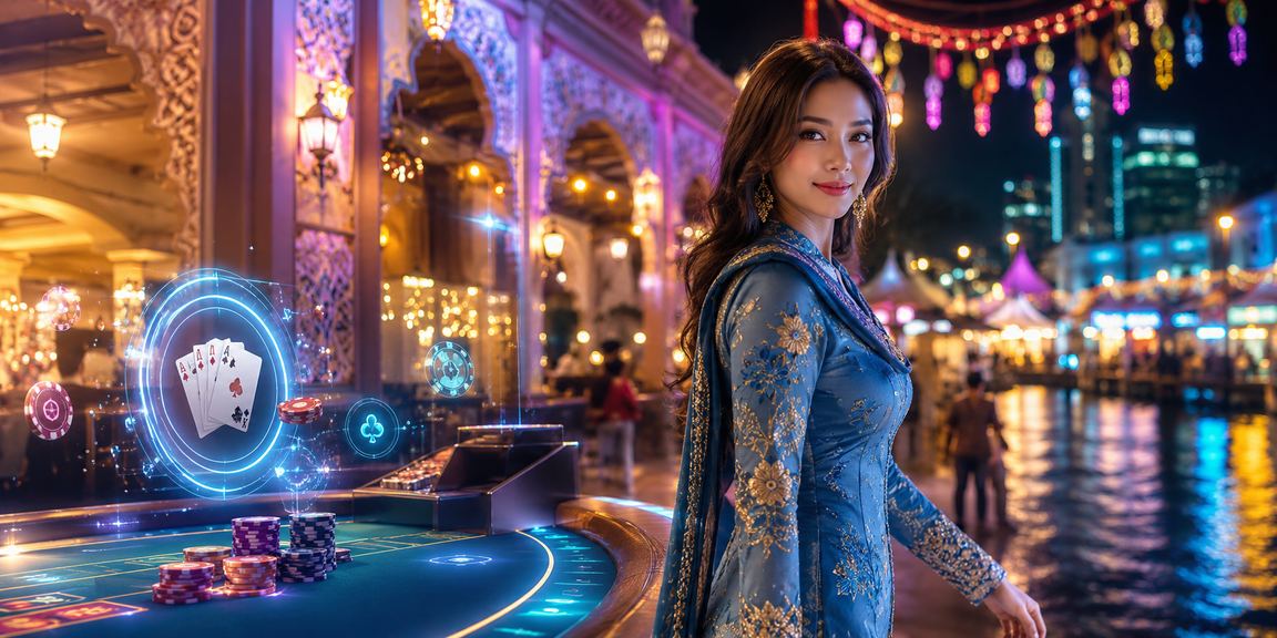 Pemain Malaysia dalam pakaian tradisional menikmati baccarat kasino dalam talian